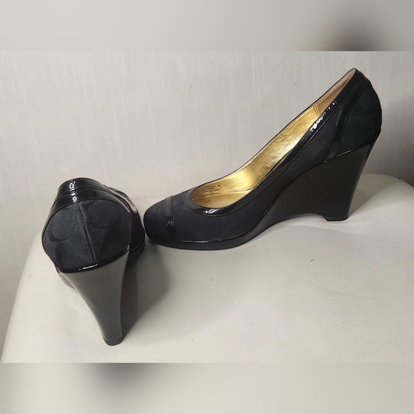COACH Women's Canvas Wedge Shoes in Black, Size 8B, were only used for testing - Picture 6 of 11